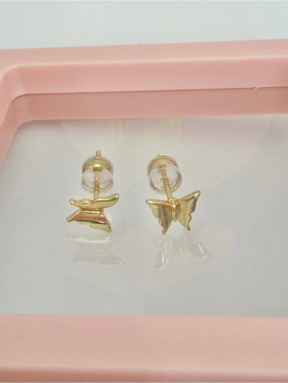 Gold color Butterfly Stud Earrings - Pink Box